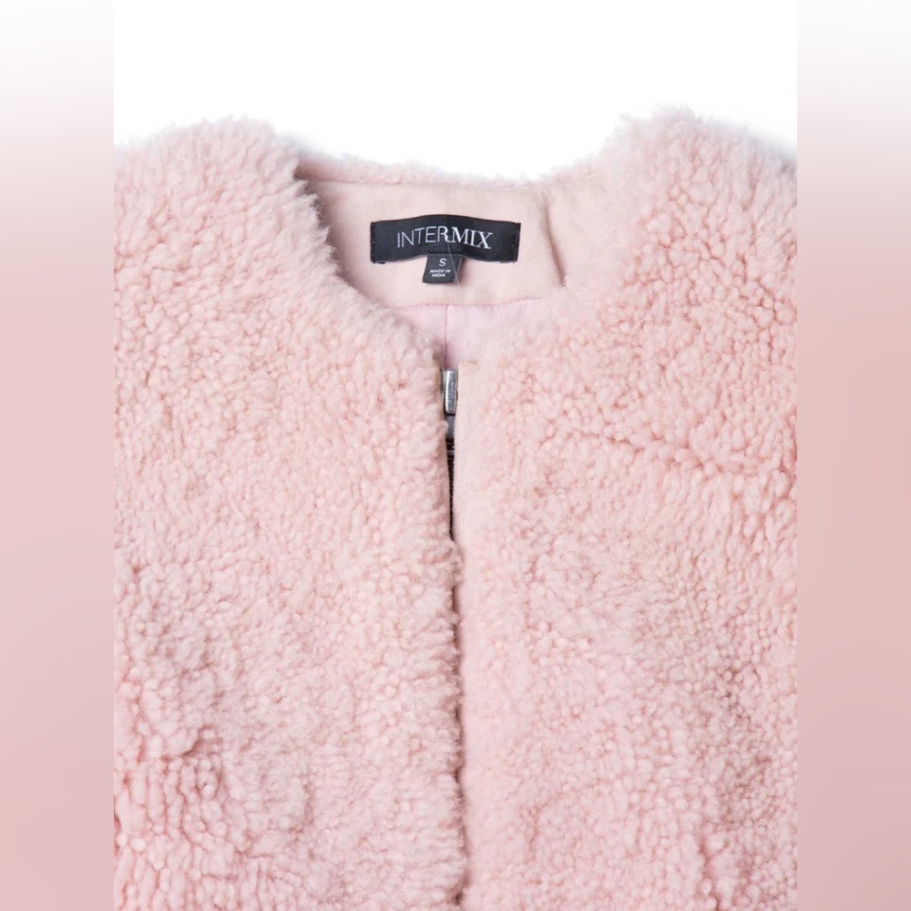 Intermix Pink Lamb Shearling Jacket, Size Small - image 2
